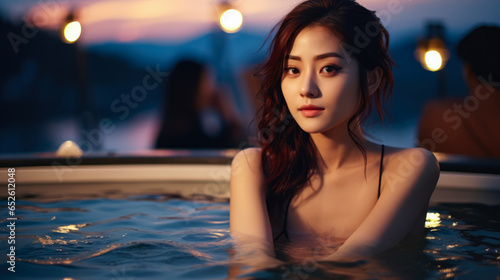 Portrait of a beautiful woman relaxing in a spa resort
