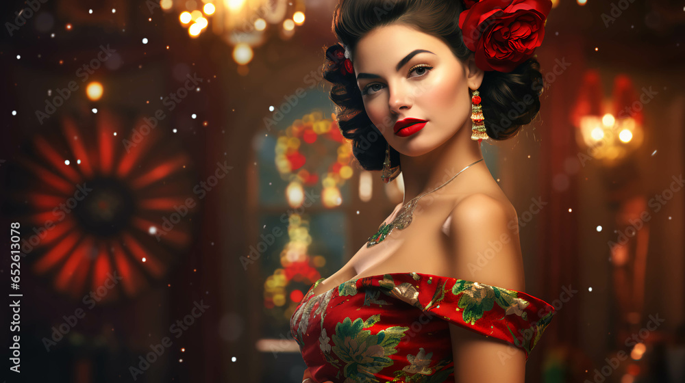 Fototapeta premium LATIN WOMEN CHRISTMAS THEME