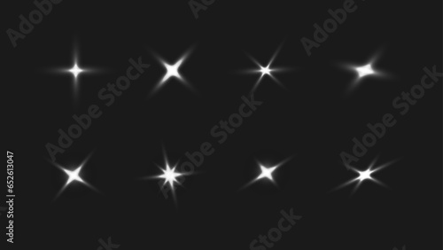 Flash Light Transparent Sparkles. Shiny and Glow Elements.