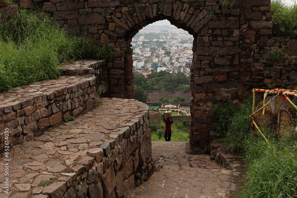 The 12th Century Golkonda Fort was built by the famous Kakatiya kings, Hyderabad, Telangana, India