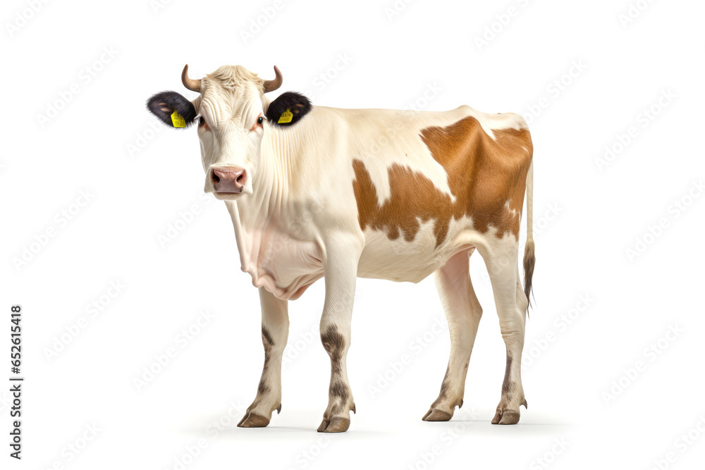 Young brown cow isolated on white background