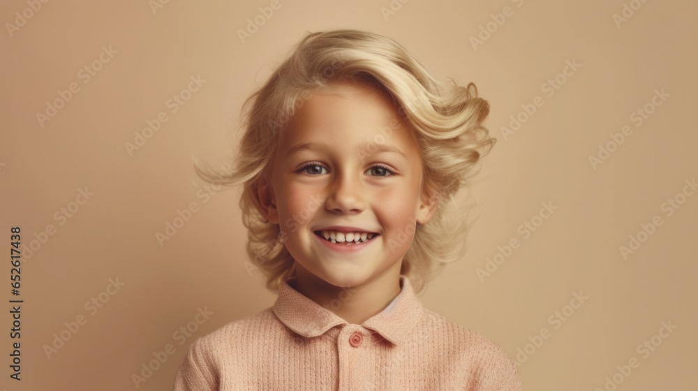 A cheerful young boy with blond hair graces the frame, beaming with joy. A cheerful young boy with blond hair graces the frame, beaming with joy.