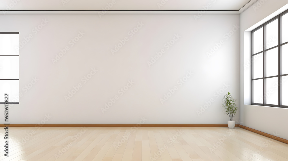 Fototapeta premium Modern white minimalist interior wall with door.