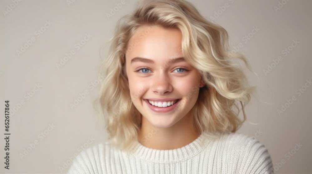 An exuberant teenage girl with an infectious smile in a well-lit studio setting. An exuberant teenage girl with an infectious smile in a well-lit studio setting.