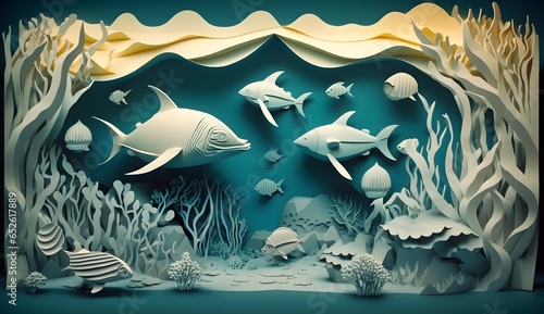 Applique Made Of Paper From Fish Of The Underwater World. Generative AI © MICHAEL KUK