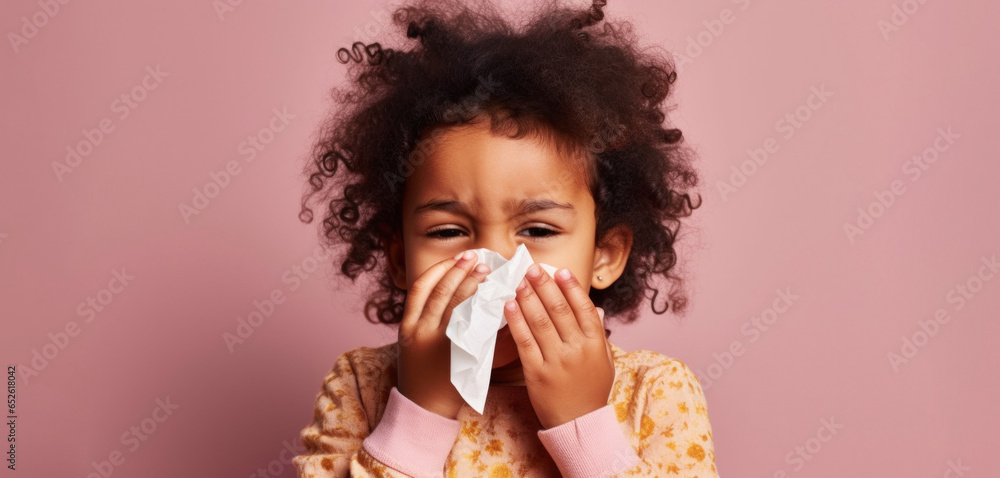 An adorable girl blowing her nose in a studio setting. An adorable girl blowing her nose in a studio setting.