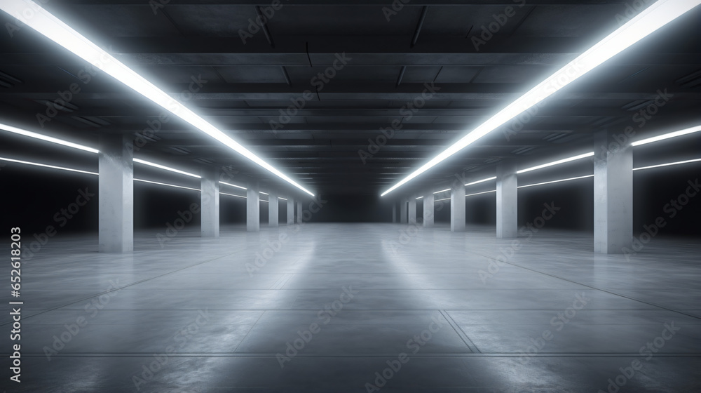 Led Brick White Glowing Concrete Tunnel