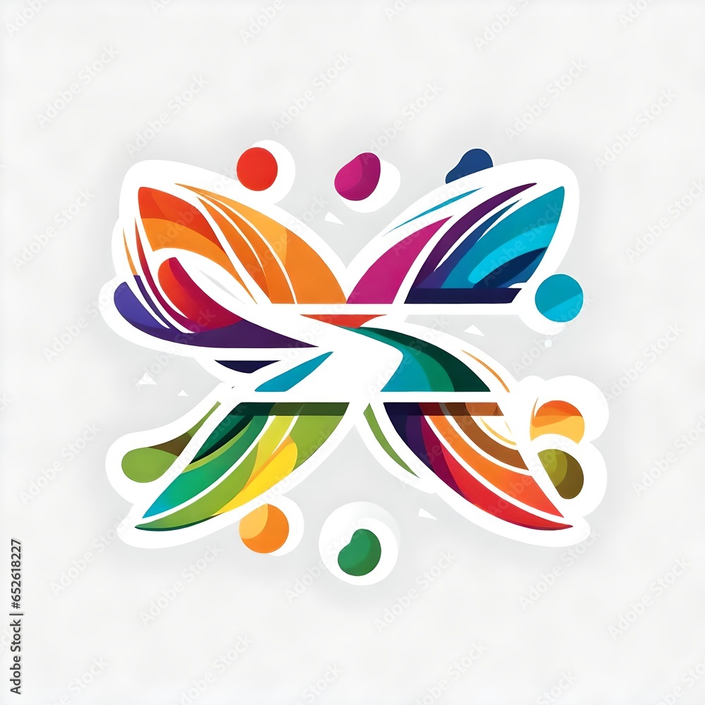 Obraz premium A logo for a business or sports team featuring a very abstract colorful shape representing a lgbtq rainbow that is suitable for a t-shirt graphic.