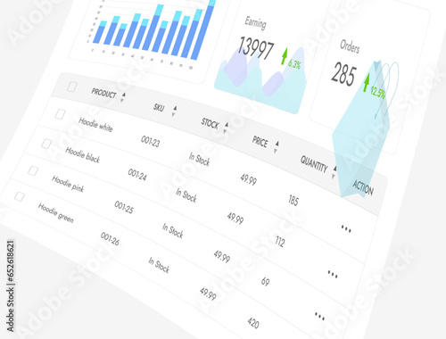 View and Edit Quantities in Marketplace Management Window Interface. Manage product category in marketplace. Vector illustration isolated on white background with icons
