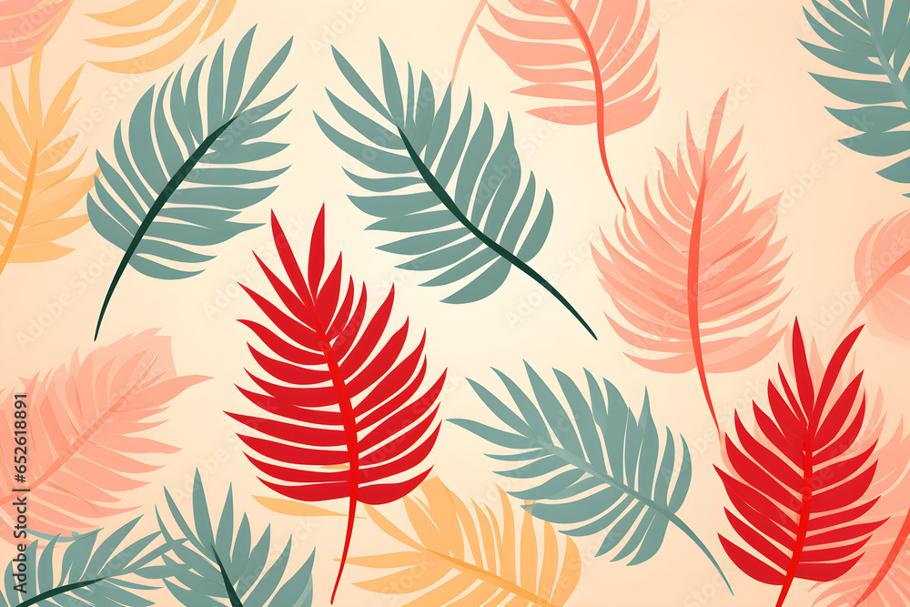 Modern art seamless pattern. Risograph background. Multi color of leaves trendy decoration, luxury illustration for print and business, fabric pattern, background. Generative Ai