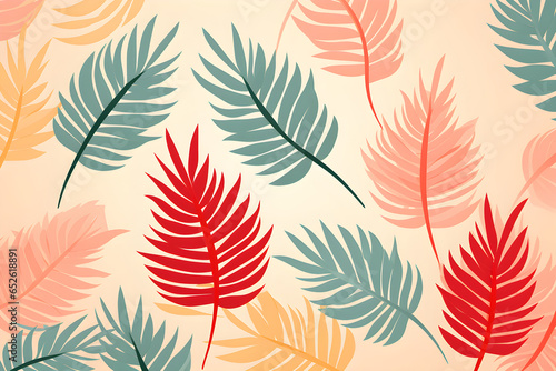 Modern art seamless pattern. Risograph background. Multi color of leaves trendy decoration  luxury illustration for print and business  fabric pattern  background. Generative Ai