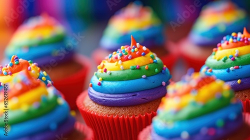 Cupcakes decorated with pride flag colors © valgabir