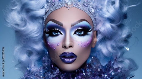 Portrait of a transgender woman with festive makeup