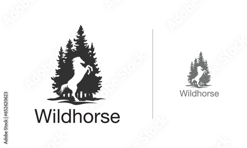 Silhouette wild horse logo design template suitable for your equestrian club logo.