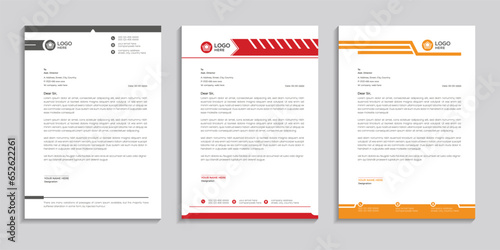 Corporate Creative Professional Modern & clean company business letterhead design bundle and letterhead template design set with gray, red, and yellow colors to use for any business.