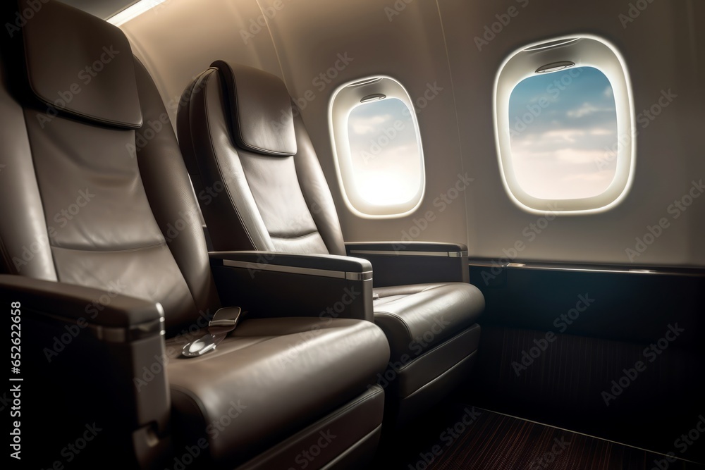 Obraz premium Plane business seats luxury. Generate Ai