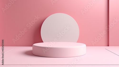 A round frosted stage placed on the desk, simple and exquisite background, minimalist stage design
