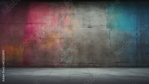 Empty Dark Colorful Concrete Interior Background