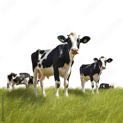 White and black milk cow on transparent background PNG. Animal husbandry concept. Animal husbandry industry.