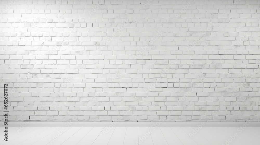Clean white brick wall background with ample copy space
