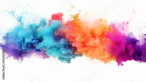 Multi Color Powder Explosion Isolated on White Background