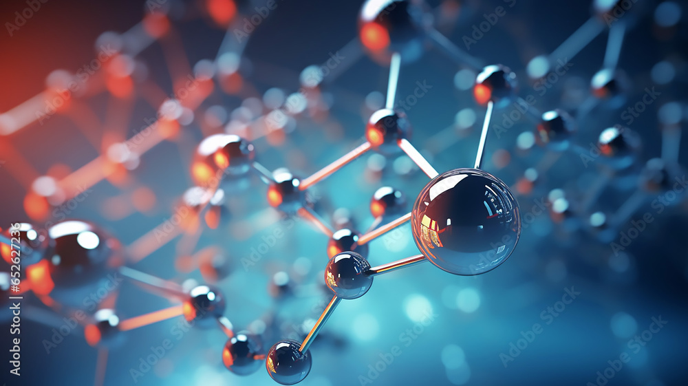 Abstract Science Background with 3D Molecule Model Illustration - obrazy, fototapety, plakaty 