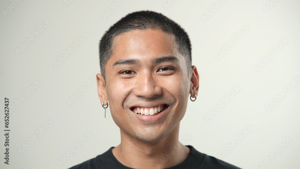 Handsome person look at camera close up. Young adult man face portrait. Stylish 30 years old guy on isolated white background. Attractive male model. Modern millennial people. Brutal style barber shop Handsome person look at camera close up. Young adult man face portrait. Stylish 30 years old guy on isolated white background. Attractive male model. Modern millennial people. Brutal style barber shop