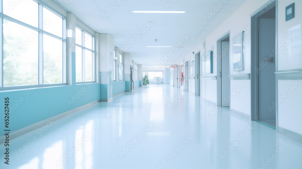 Blur Image Background of Corridor in Modern Clinic