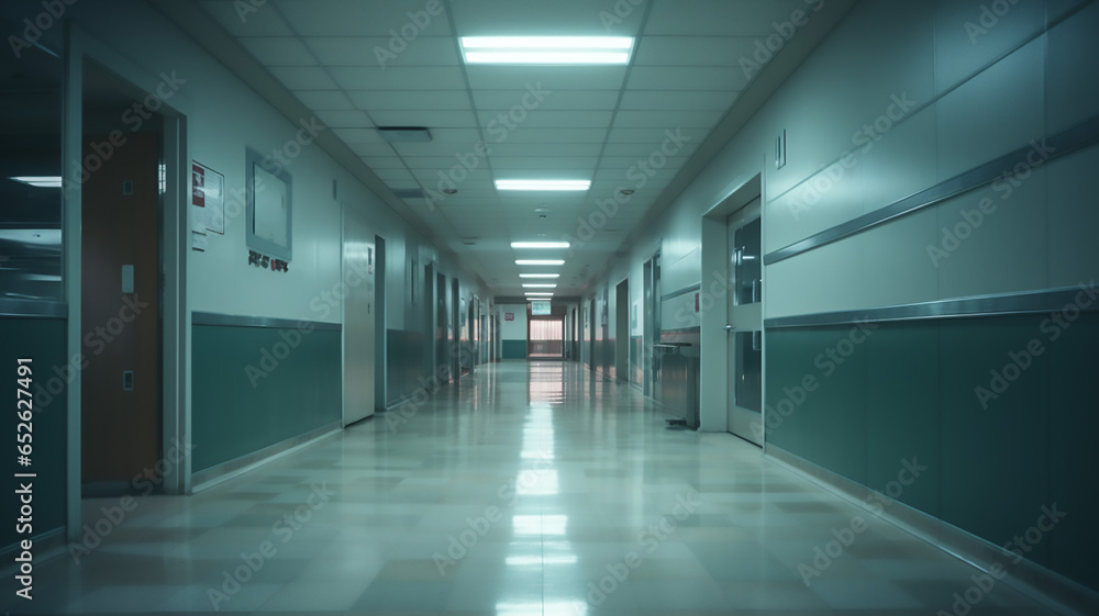 Blurry Futuristic Hospital Corridor