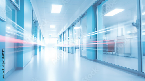 Blur Realistic Image Background of Corridor in Hospital