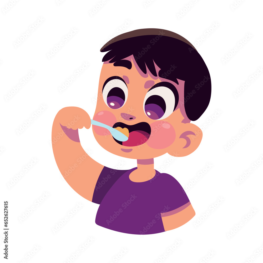 kid eating with spoon