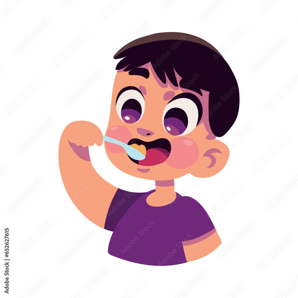 kid eating with spoon kid eating with spoon