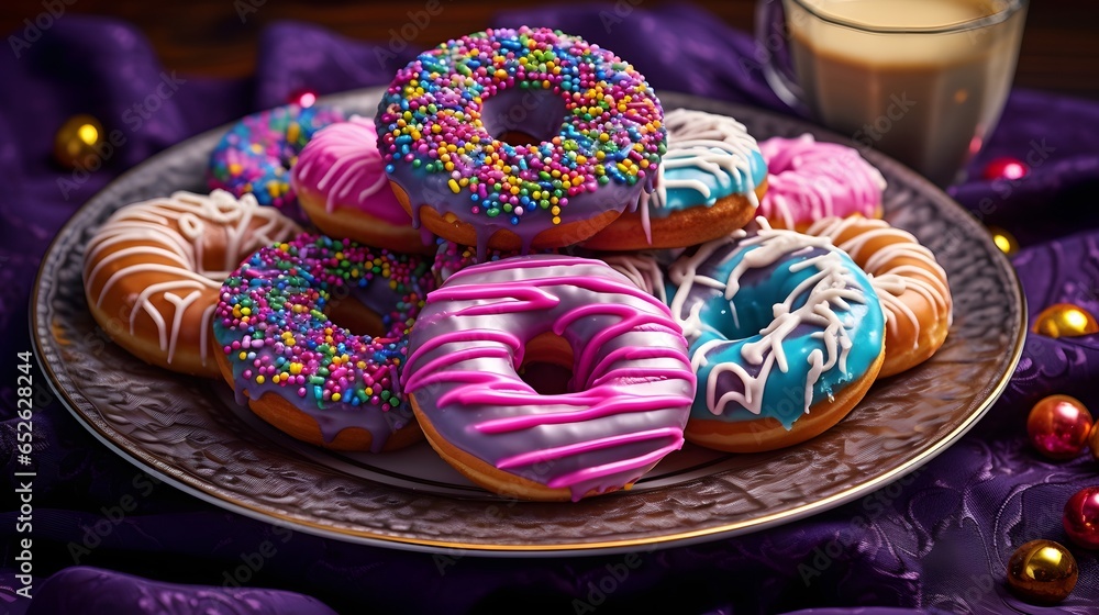 View of delicious glazed donuts View of delicious glazed donuts