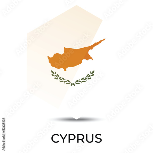 Reflective Flag icon of Cyprus hexongal shape isolated on white background. 