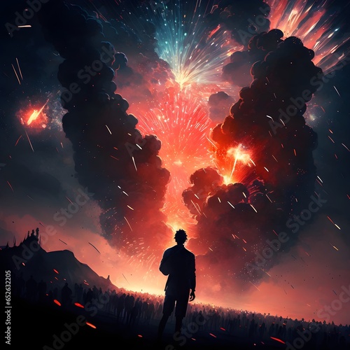 epic fireworks wallpaper illustration 