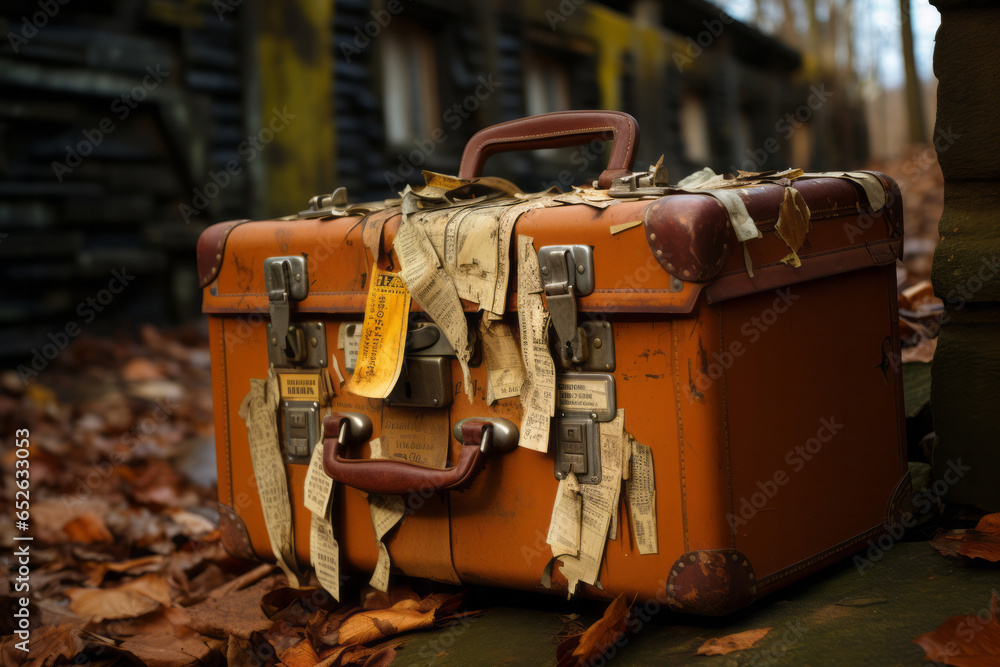 Traveler's suitcase with a fragile sticker, Generative AI