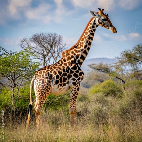 Giraffe in the wild forest concept safari wildlife