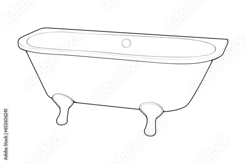 Hand-drawn outline bathtub, simple styles outline vector. Simple doodle sketch style. Vector illustration.