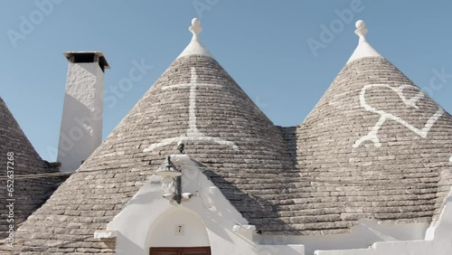 Stone roof with signs a typical trulli from alberobello italy