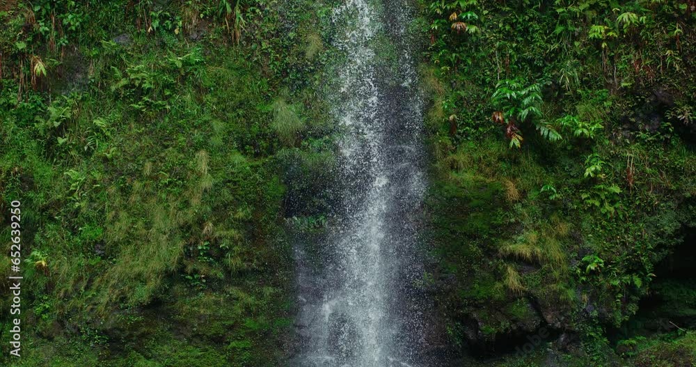 Tropical waterfall in Hawaii, beautiful nature landscape in slow motion, Filmed on high speed cinema camera at 1000fps Tropical waterfall in Hawaii, beautiful nature landscape in slow motion, Filmed on high speed cinema camera at 1000fps