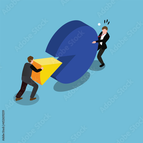 Business people with pie chart 3d vector illustration concept for banner, website, illustration, landing page, flyer, etc