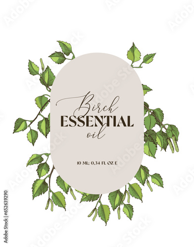 Birch essential oil label template