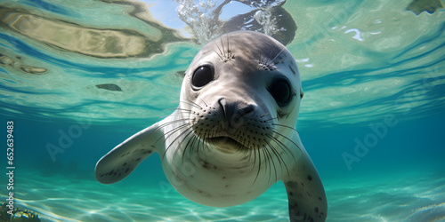 Fotótapéta Graceful Seal Swimming in Pristine Waters