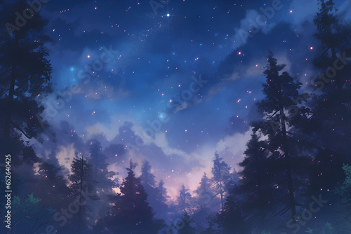 forest night sky(Generative AI)