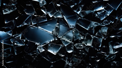cracked glass mirror on black background