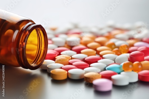 different pills and bottles for pharmaceutical concept wallpaper background 