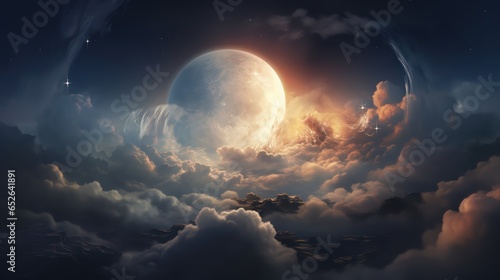 The moon and clouds beautiful wallpaper background 