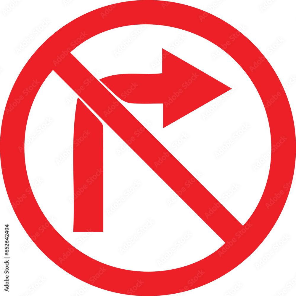 No turn right road symbol vector art No turn right road symbol vector art