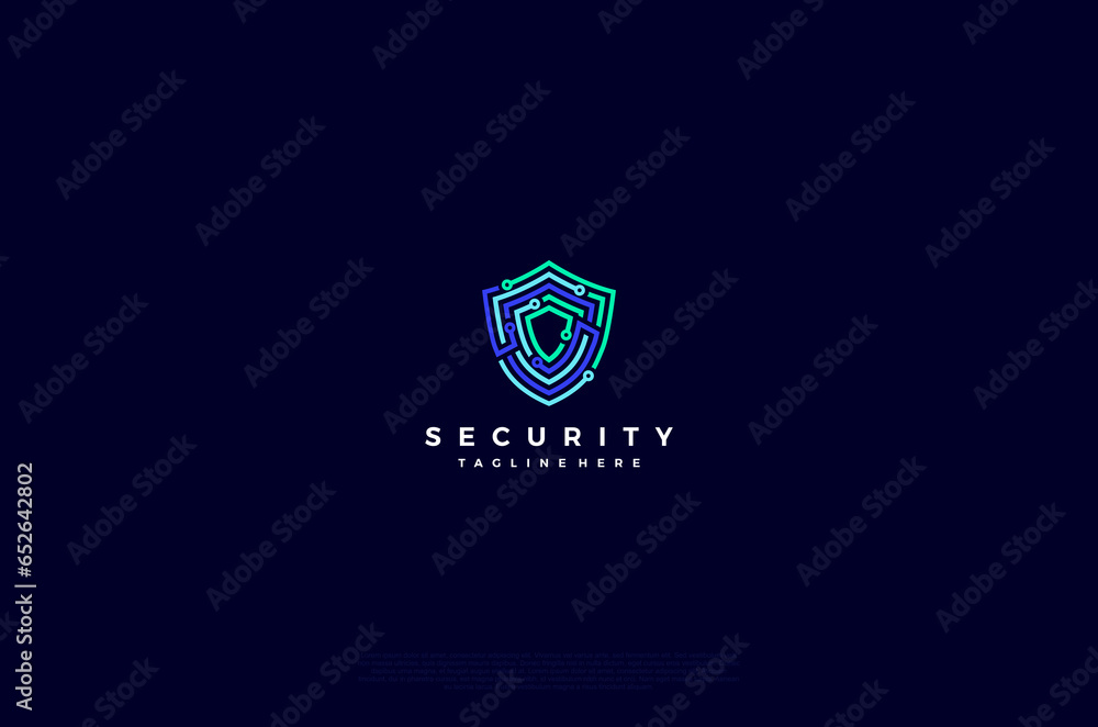 Security shield with circuit board icon technology logotype concept idea. Vector Design template element
 - obrazy, fototapety, plakaty 