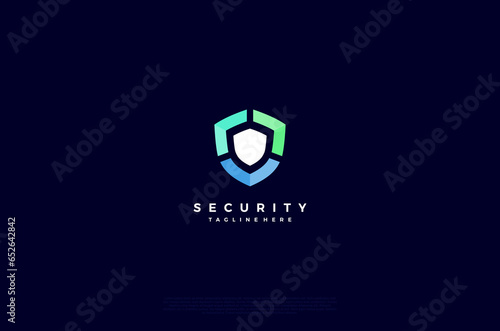Security shield with icon technology logotype concept idea. Vector Design template element
